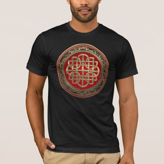 [900] Sacred Celtic Gold Knot Cross T-Shirt (Vorderseite)