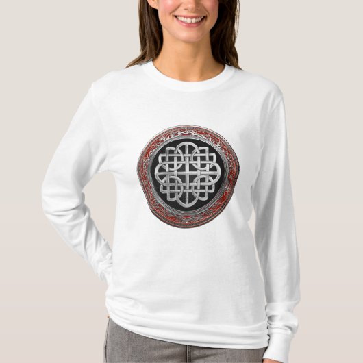 [900] Sacred Celtic Silver Knot Cross T-Shirt (Vorderseite)