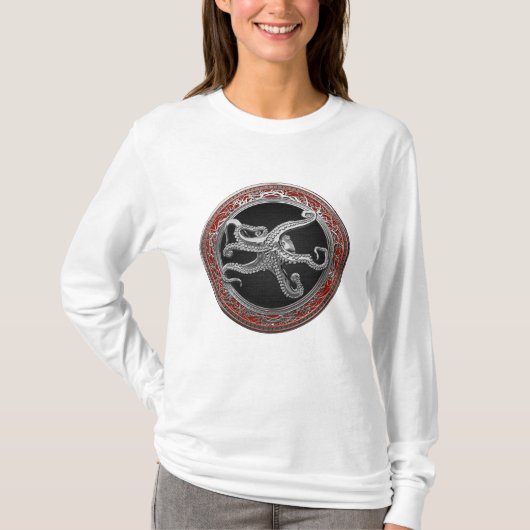 [900] Sacred Silver Octopus in Defensive Posture T-Shirt (Vorderseite)