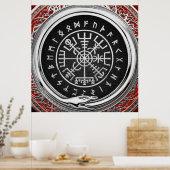 [900] Vegvisir - Viking Silver Magic Runic Compass Poster (Küche)