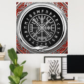 [900] Vegvisir - Viking Silver Magic Runic Compass Poster (Heimbüro)