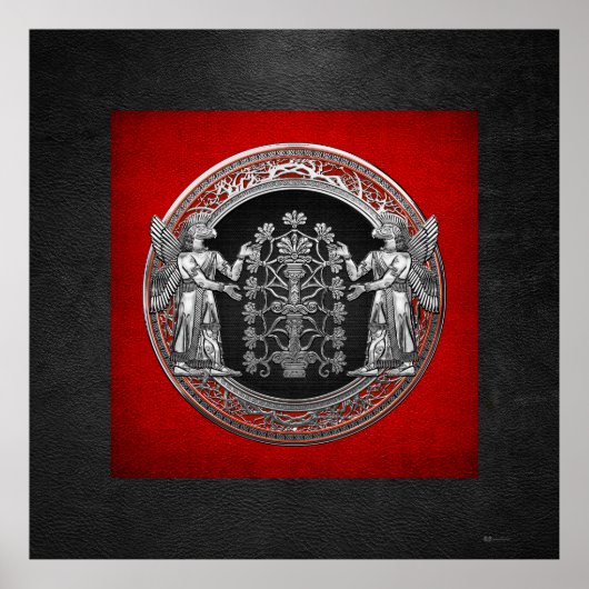 [900] Zwei Silberninurtas mit Baum des Lebens Poster (Vorne)