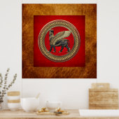 [901] Assyrian Winged Bull: Gold und Black Lamassu Poster (Küche)