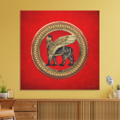 [901] Assyrian Winged Lion: Gold & Black Lamassu Leinwanddruck (Insitu (Wohnzimmer))