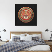 [901] Master Mason - Gold Square & Compasses Leinwanddruck (Insitu (Schlafzimmer))