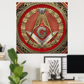 [901] Master Mason - Gold Square & Compasses Poster (Heimbüro)