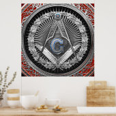 [901] Master Mason - Silver Square & Compasses Poster (Küche)