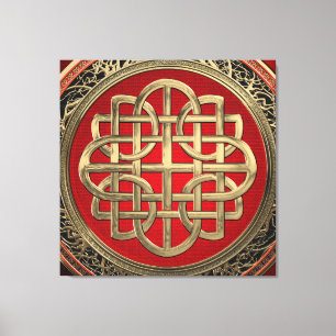 [901] Sacred Celtic Gold Knot Cross Leinwanddruck