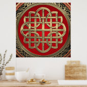 [901] Sacred Celtic Gold Knot Cross Poster (Küche)