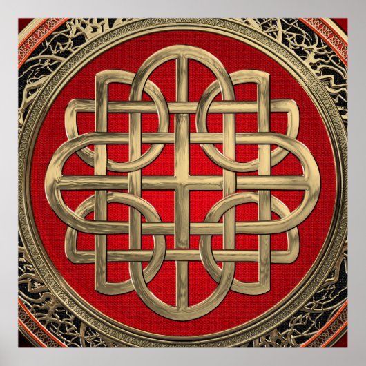 [901] Sacred Celtic Gold Knot Cross Poster (Vorne)