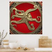 [901] Sacred Gold Octopus in Defensive Posture Poster (Küche)