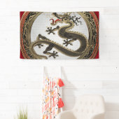 [901] Schwarzer und Gold Heiliger Ostdrache Banner (Insitu)
