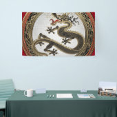 [901] Schwarzer und Gold Heiliger Ostdrache Banner (Messeveranstaltung)