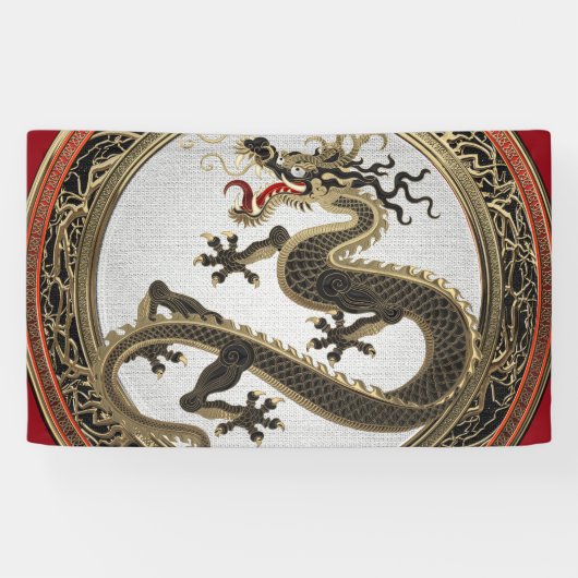 [901] Schwarzer und Gold Heiliger Ostdrache Banner (Horizontal)