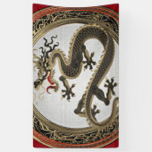 [901] Schwarzer und Gold Heiliger Ostdrache Banner (Vertikal)