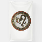 [901] Schwarzer und Gold Heiliger Ostdrache Banner (Vertikal)