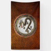 [901] Schwarzer und Gold Heiliger Ostdrache Banner (Vertikal)