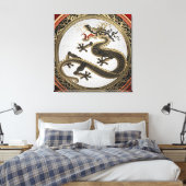 [901] Schwarzer und Gold Heiliger Ostdrache Leinwanddruck (Insitu (Schlafzimmer))
