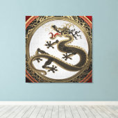 [901] Schwarzer und Gold Heiliger Ostdrache Leinwanddruck (Insitu (Holzboden))