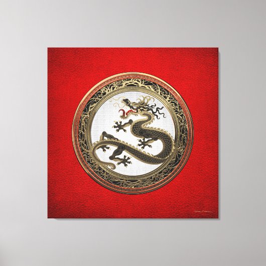 [901] Schwarzer und Gold Heiliger Ostdrache Leinwanddruck (Vorderseite)