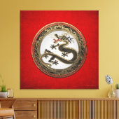 [901] Schwarzer und Gold Heiliger Ostdrache Leinwanddruck (Insitu (Wohnzimmer))