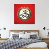 [901] Schwarzer und Gold Heiliger Ostdrache Leinwanddruck (Insitu (Schlafzimmer))