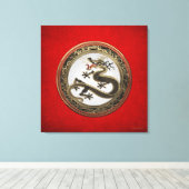 [901] Schwarzer und Gold Heiliger Ostdrache Leinwanddruck (Insitu (Holzboden))