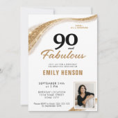 90 and Fabulous Gold 90th Birthday Einladung (Vorderseite)