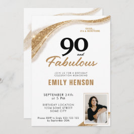 90 and Fabulous Gold 90th Birthday Einladung