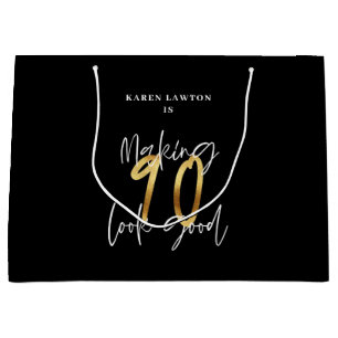 90 aussehen gut Gold Geburtstag Große Geschenktüte