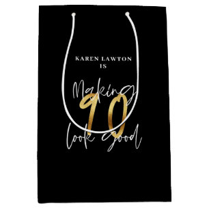 90 aussehen gut Gold Geburtstag Mittlere Geschenktüte