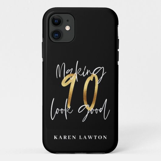 90 aussehen gut modern Gold und schwarz Geburtstag Case-Mate iPhone Hülle (Rückseite)