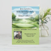 90. Birthday Party Foto Golf Einladung (Stehend Vorderseite)