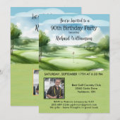 90. Birthday Party Foto Golf Einladung (Vorne/Hinten)