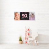 90. Black Pink Happy Geburtstag Foto Banner (Insitu)