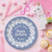 90. Blau/Weiß-Zufallszahlenmuster Pappteller (Party)