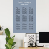 90 Blue Simple Wedding Seating Chart Poster (Heimbüro)