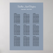 90 Blue Simple Wedding Seating Chart Poster (Vorne)