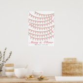 90 Bunting Blush Pink Wedding Guest Book Poster (Küche)