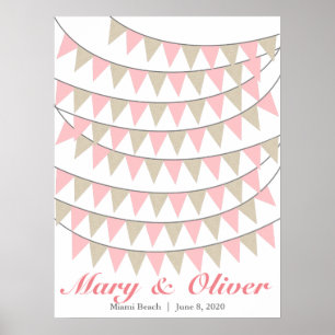 90 Bunting Blush Rosa Hochzeitsgästebuch Poster