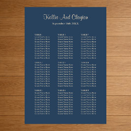 90 Classic Blue Wedding Seating Chart Poster