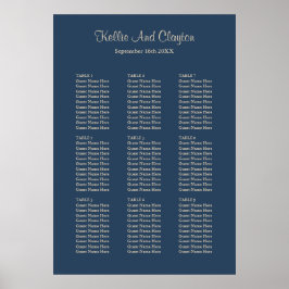 90 Classic Blue Wedding Seating Chart Poster