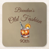90. Cocktail Männchen Alte Mode Geburtstag Rechteckiger Pappuntersetzer (Vorderseite)