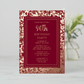 90. Custom Birthday Party Textured Elegant Folieneinladung (Stehend vorne)