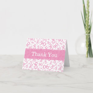 90. "Danke!" Rosa/Weiße Zahlenmuster Dankeskarte
