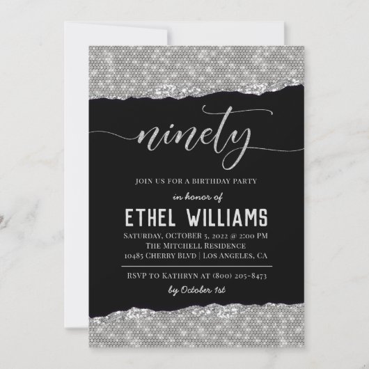 90 Diamond Geburtstagseinladung Einladung (Vorderseite)