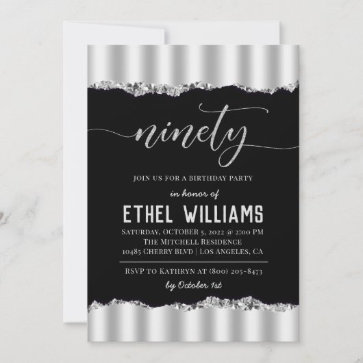 90 Diamond Geburtstagseinladung Einladung (Vorderseite)