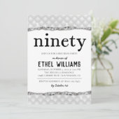 90 Diamond Geburtstagseinladung Einladung (Stehend Vorderseite)