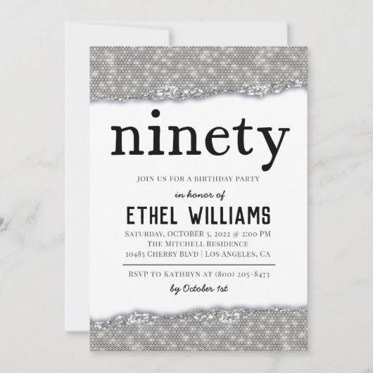 90 Diamond Geburtstagseinladung Einladung (Vorderseite)