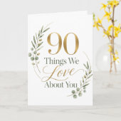90 Dinge, die wir an dir lieben Karte (Gelbe Blume)